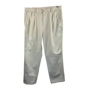 Dockers Mens Pleated Classic Fit Pants W36 L30 100% Cotton Beige